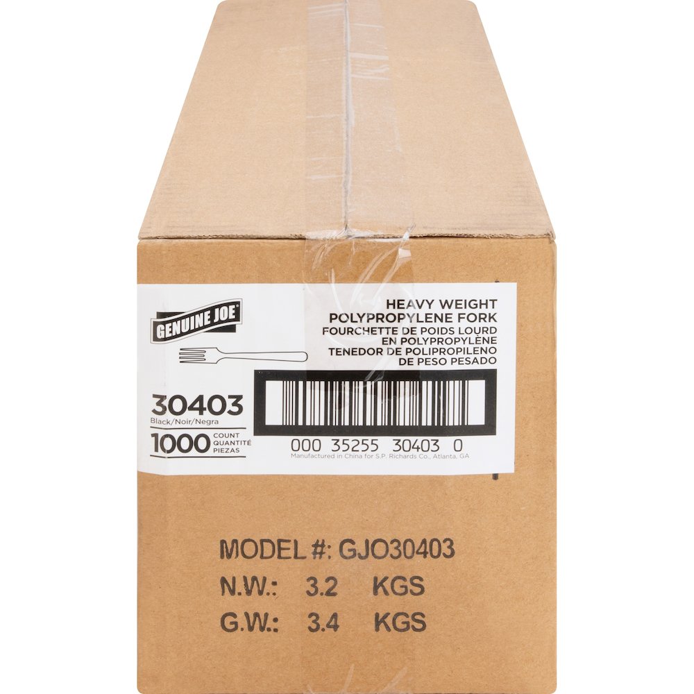 Genuine Joe Medium-Heavyweight Plastic Fork - 1 Piece(s) - Fork - 1 x Fork - Disposable - Textured - Black - 1000 / Carton. Picture 6