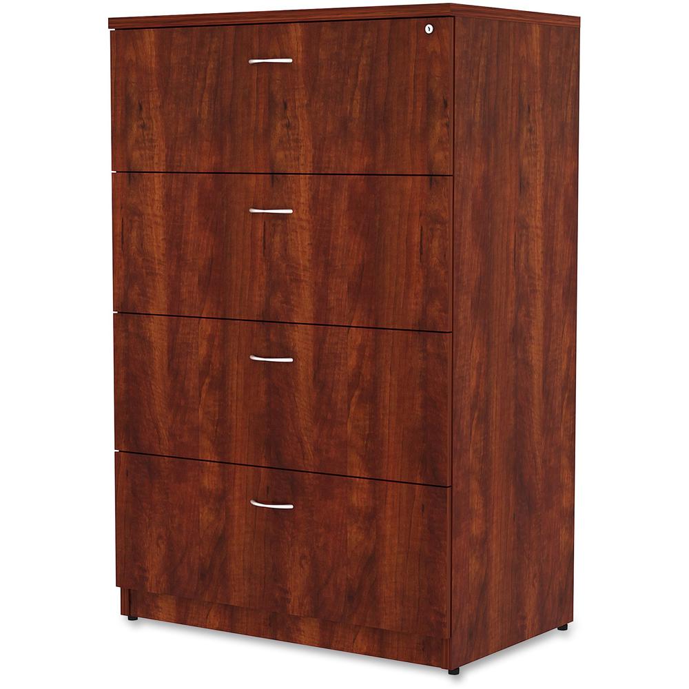 Lorell Essentials Series 4-Drawer Lateral File - 1" Thickness Top, 54.8" Height x 35.5" Width x 22" Depth - Total Drawer(s): 4 - Finish: Cherry Laminate - 1 Each. Picture 4