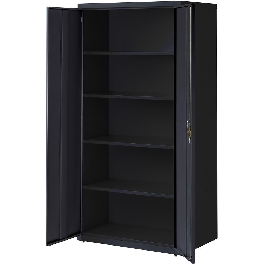 Lorell Fortress Series Storage Cabinet - 36" Width x 24" Depth x 72" Height - 5 x Shelf(ves) - Hinged Door(s) - Sturdy, Recessed Locking Handle, Removable Lock, Durable, Storage Space - Black - Powder. Picture 3