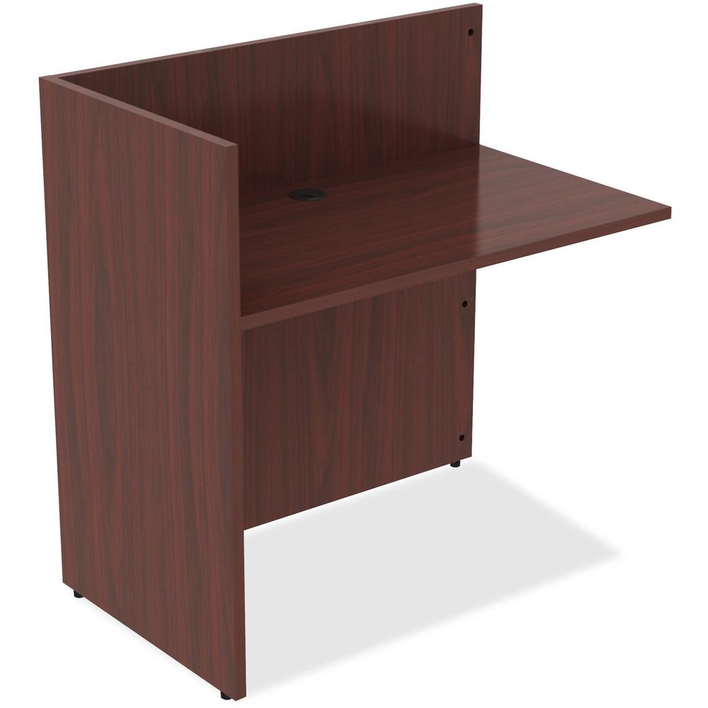 Lorell Essentials Series Reception Return - 41.5" Height x 42" Width x 24" Depth - Finish: Mahogany Laminate - 1 Each. Picture 4