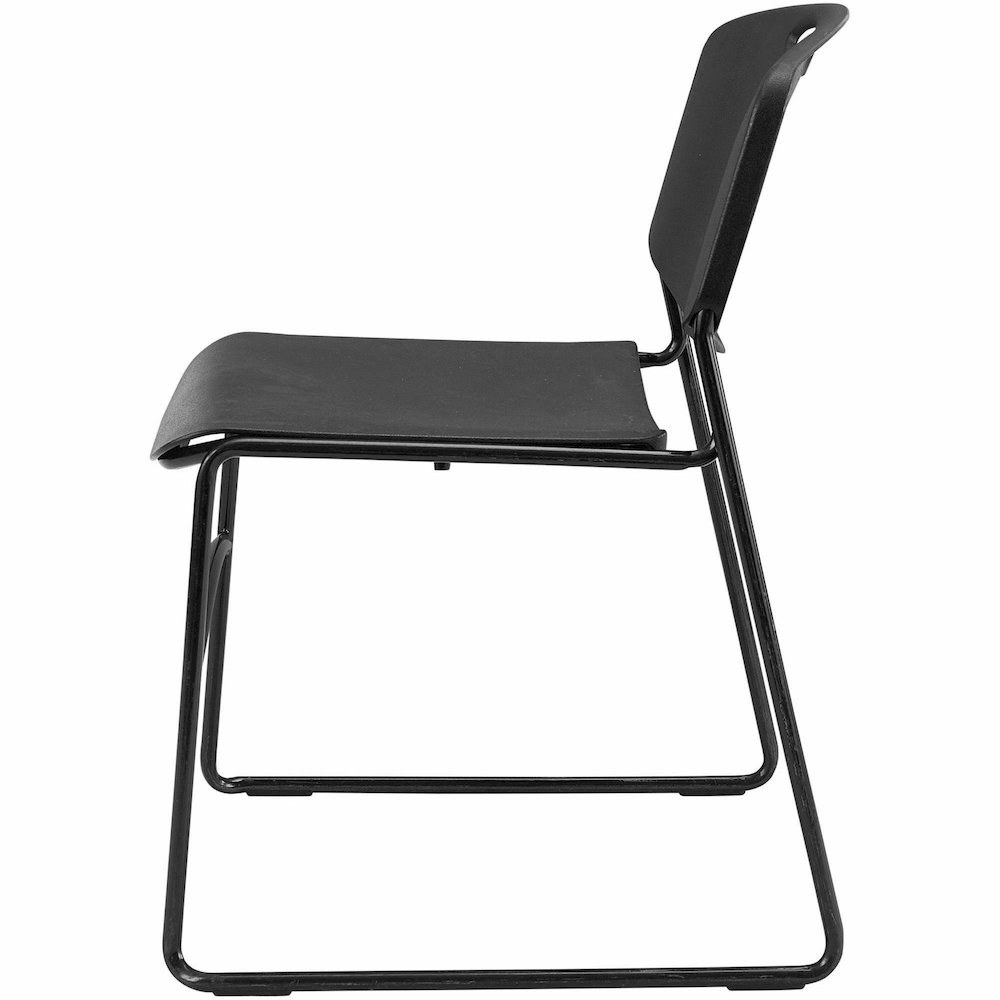 Lorell Heavy-duty Standard-height Stack Chairs - Plastic Seat Material - Plastic Back Material - Steel Frame Material - Black - 4 / Carton. Picture 6