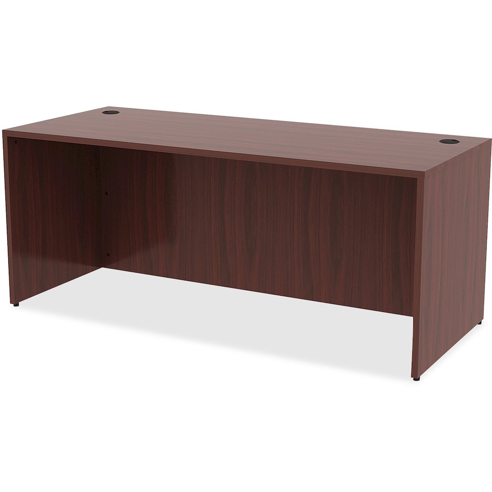 Lorell Essentials Series Rectangular Desk Shell - 29.5" Height x 70.9" Width x 29.5" Depth Desk - Material: Laminate - Finish: Mahogany - Floor Glide, Adjustable Glide, Lockable - For Office - 1 Each. Picture 6