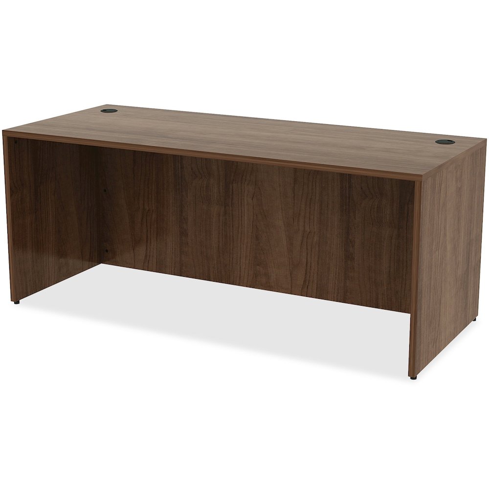 Lorell Essentials Series Rectangular Desk Shell - 29.5" Height x 70.9" Width x 29.5" Depth Desk - Material: Metal - Finish: Walnut Laminate - 1 Each. Picture 6