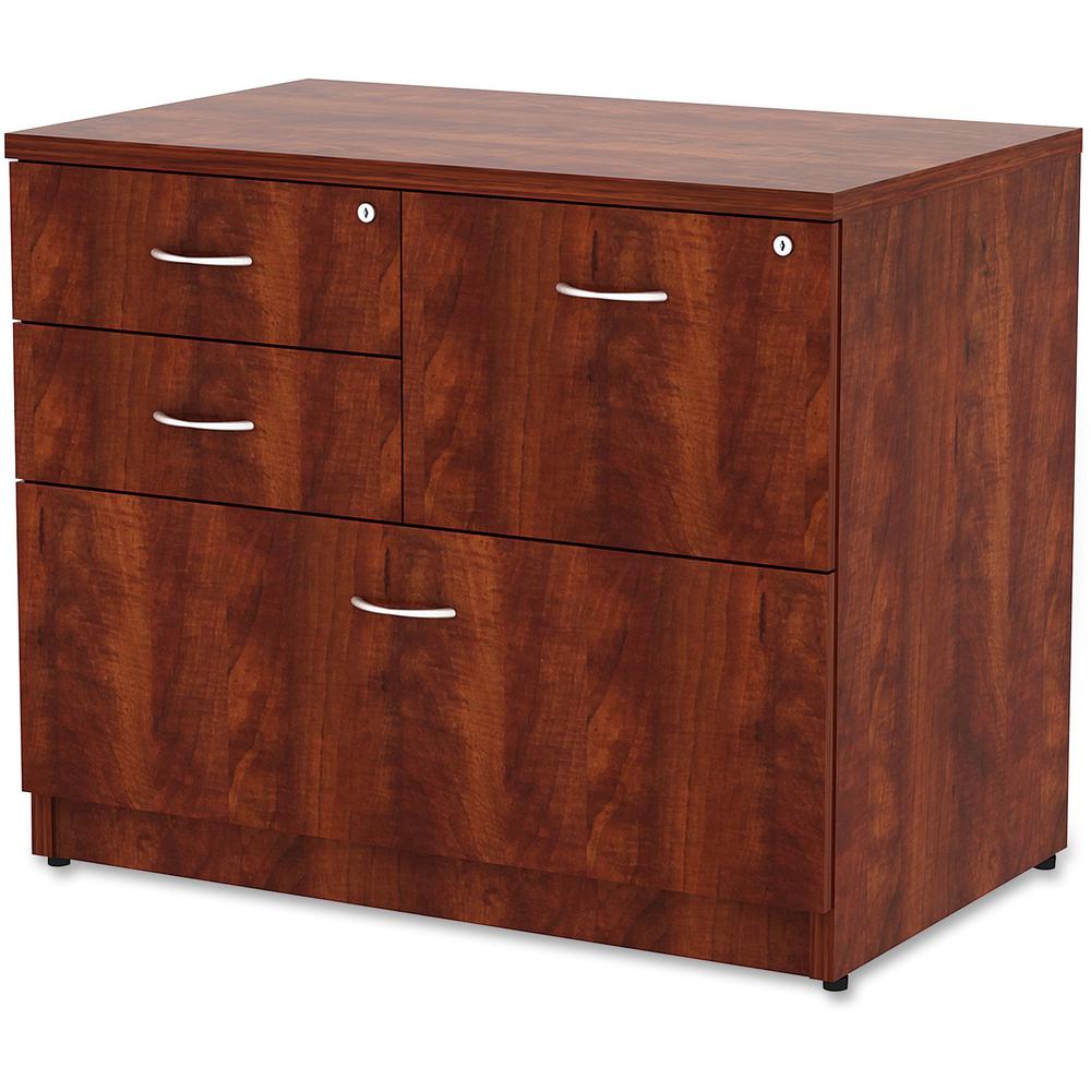 Lorell Essentials Series Box/Box/File Lateral File - 1" Thickness Side Panel, 29.5" Height x 35.5" Width x 22" Depth Lateral File - Total Drawer(s): 4 - Cherry Laminate Table Top - Versatile, Ball Bea. Picture 5
