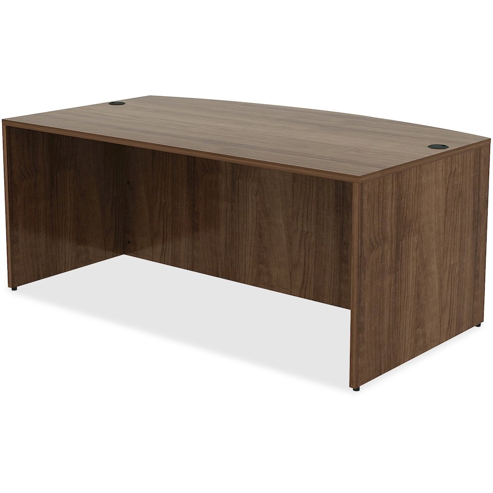 Lorell Essentials Series Bowfront Desk Shell - 29.5" Height x 71" Width x 41.4" Depth Desk - Material: Metal - Finish: Walnut, Laminate - 1 Each. Picture 6