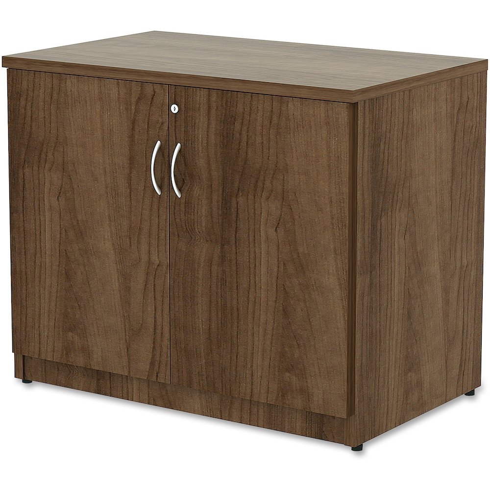 Lorell Essentials Series 2-Door Storage Cabinet - 36" Width x 22.5" Depth x 29.5" Height - Glide, Lockable - Walnut - Laminate - Metal. Picture 5