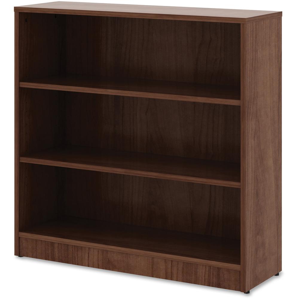 Lorell Laminate Bookcase - 3 Shelf(ves) - 36" Height x 36" Width x 12" Depth - Sturdy, Adjustable Feet, Adjustable Shelf - Thermofused Laminate (TFL) - Walnut - Laminate - 1 Each. Picture 2