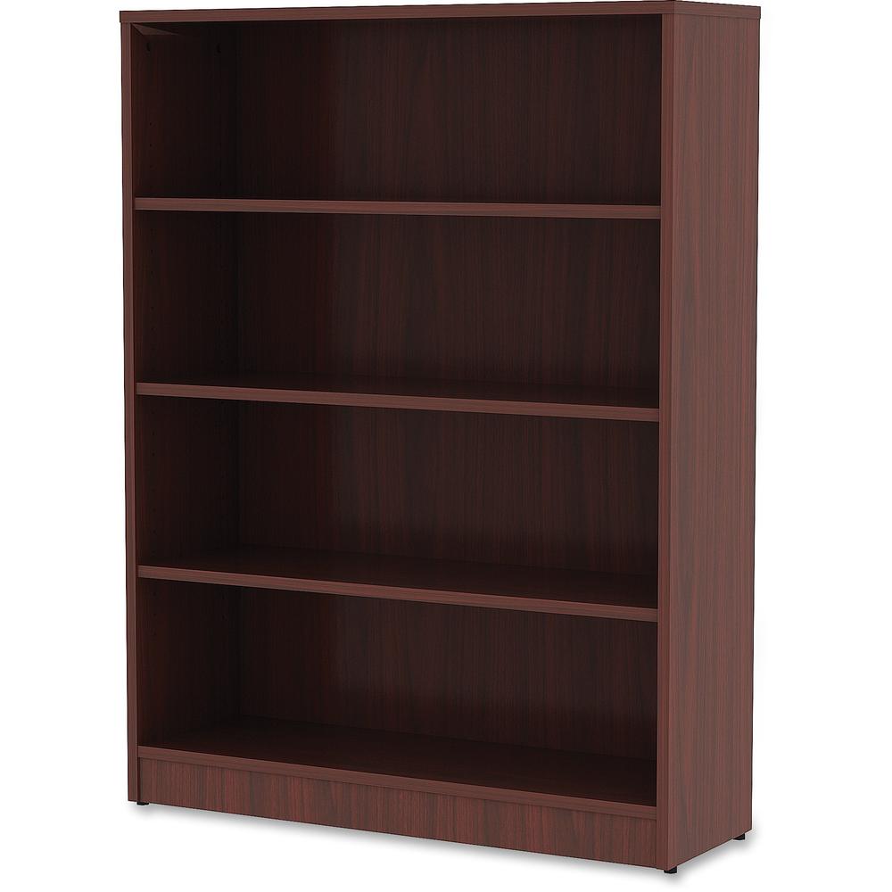 Lorell Laminate Bookcase - 4 Shelf(ves) - 48" Height x 36" Width x 12" Depth - Sturdy, Adjustable Feet - Mahogany - Laminate - 1 Each. Picture 4