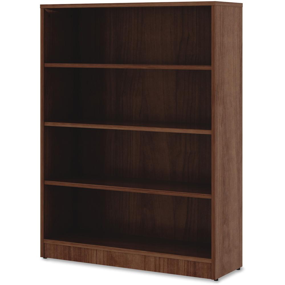 Lorell Laminate Bookcase - 4 Shelf(ves) - 48" Height x 36" Width x 12" Depth - Sturdy, Adjustable Feet, Adjustable Shelf, Square Corner - Thermofused Laminate (TFL) - Walnut - Laminate - 1 Each. Picture 2