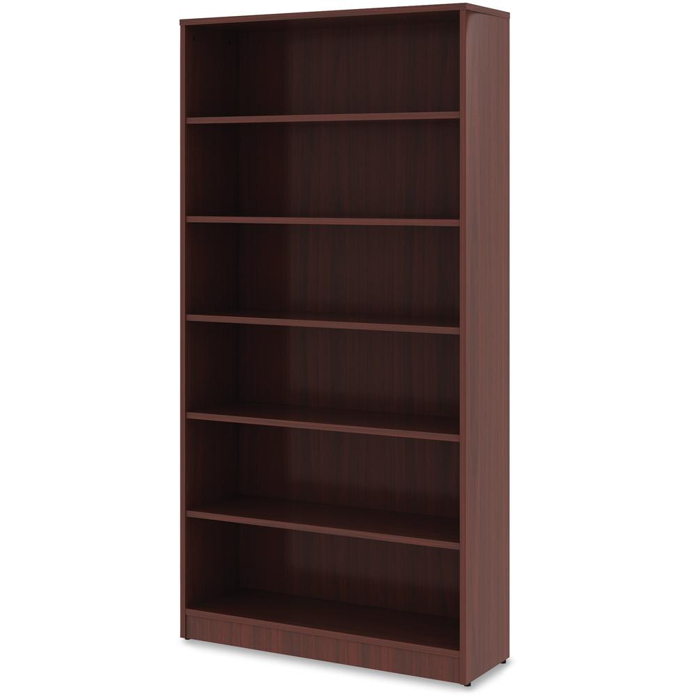 Lorell Laminate Bookcase - 6 Shelf(ves) - 72" Height x 36" Width x 12" Depth - Sturdy, Adjustable Feet, Adjustable Shelf, Square Corner - Thermofused Laminate (TFL) - Mahogany - Laminate - 1 Each. Picture 2