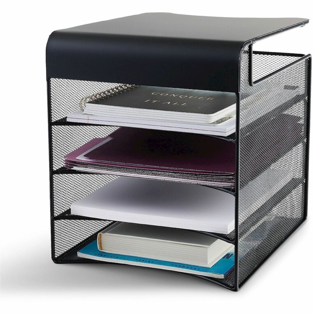 Safco Onyx Solid Top Horizontal Hanging Storage - 12" Height x 10.25" Width x 12.38" Depth - Scratch Resistant - Powder Coated - Black - Steel - 1 Each. Picture 6