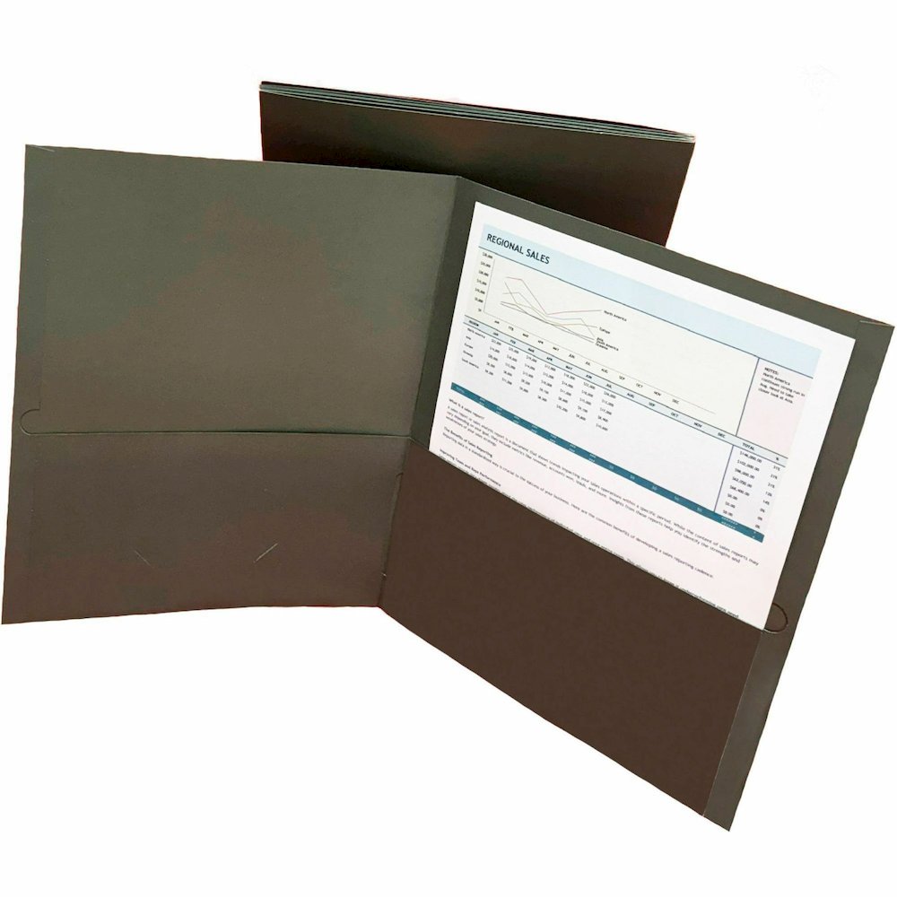 Business Source Letter Portfolio - 8 1/2" x 11" - 125 Sheets Capacity - Inside Front & Back Pocket - Gray - Card Holder - 1 Box. Picture 4