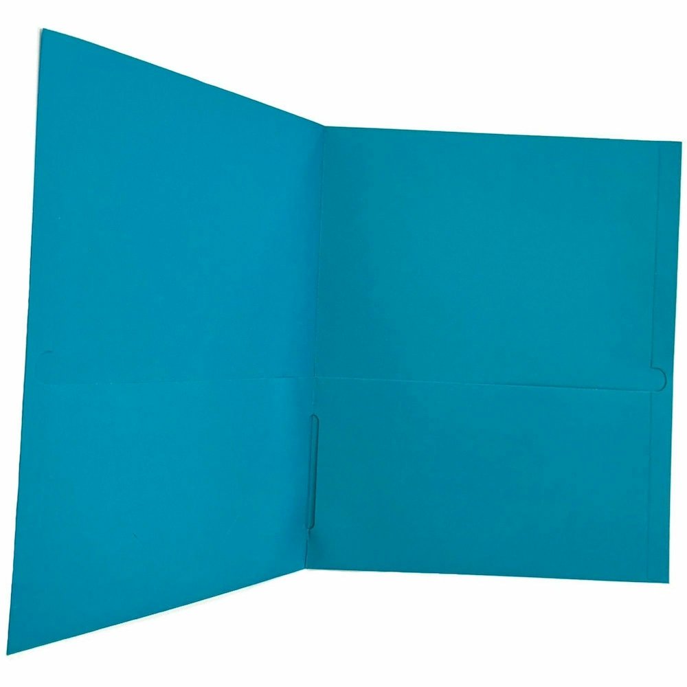 Business Source Letter Portfolio - 8 1/2" x 11" - 125 Sheets Capacity - 2 Inside Front & Back Pocket - Teal - 25 / Box. Picture 5