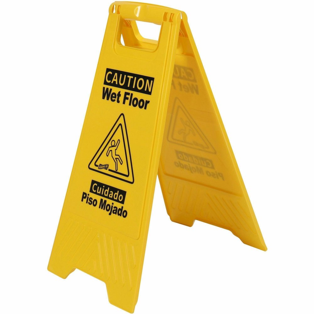 Genuine Joe Universal Graphic Wet Floor Sign - Print/Message "Wet Floor" - Foldable - Yellow - 3 / Bundle. Picture 5