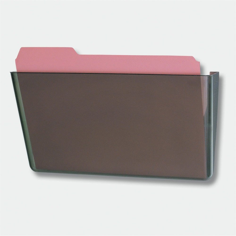 Officemate Mountable Wall File - 7" Height x 13" Width x 4.12" Depth - Smoke - Plastic - 4 / Carton. Picture 7
