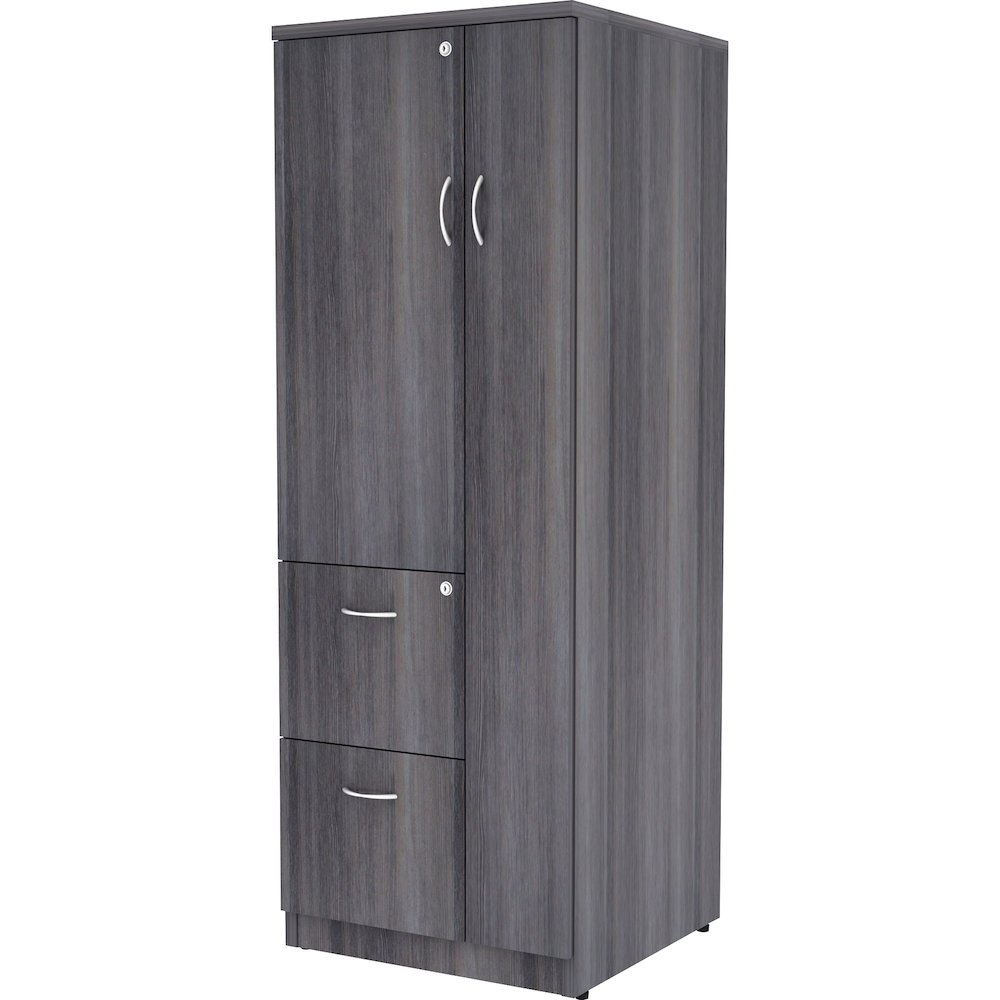 Lorell Essentials/Revelance Tall Storage Cabinet - 23.6" x 23.6"65.6" - 2 Drawer(s) - 2 Shelve(s) - Material: Medium Density Fiberboard (MDF), Particleboard - Finish: Weathered Charcoal - Abrasion Res. Picture 4