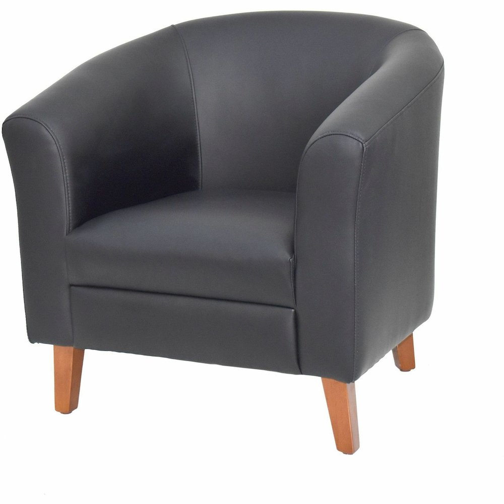 Lorell Barrel Armchair - Four-legged Base - Black - Bonded Leather - Armrest - 1 Each. Picture 6