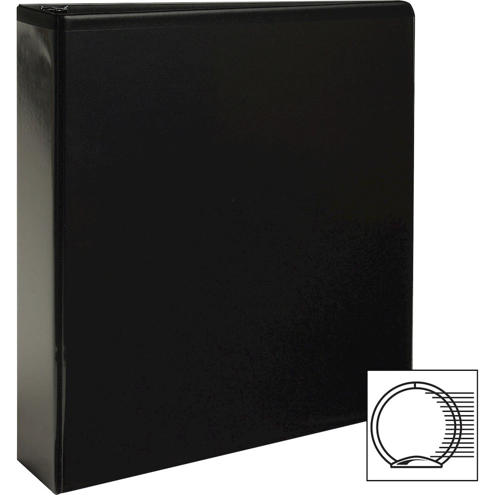 Business Source Round-ring View Binder - 2" Binder Capacity - Letter - 8 1/2" x 11" Sheet Size - 475 Sheet Capacity - Fastener: Round Ring - Pocket: 2, Internal - Polypropylene - Black - Wrinkle-free,. Picture 5