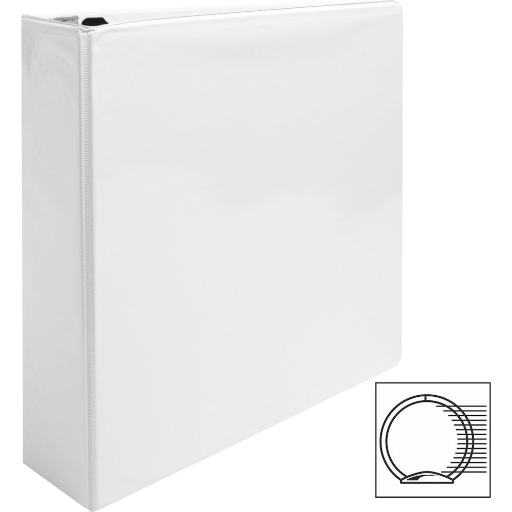 Business Source Round-ring View Binder - 2" Binder Capacity - Letter - 8 1/2" x 11" Sheet Size - 475 Sheet Capacity - Fastener: Round Ring - Pocket: 2, Internal - Polypropylene - White - Wrinkle-free,. Picture 5