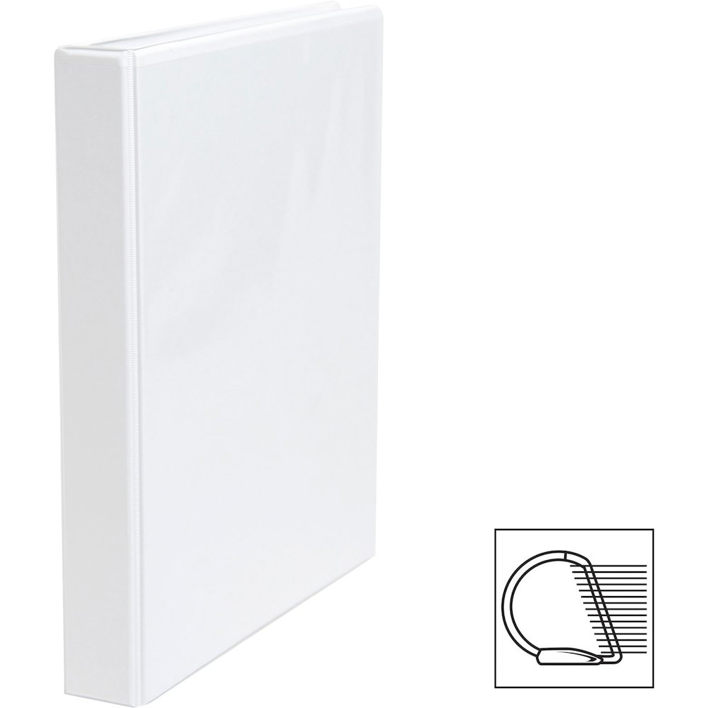 Business Source Basic D-Ring View Binders - 1" Binder Capacity - Letter - 8 1/2" x 11" Sheet Size - 240 Sheet Capacity - 3 Ring - Fastener: Slant D-Ring - Pocket: Internal - Polypropylene - White - St. Picture 5