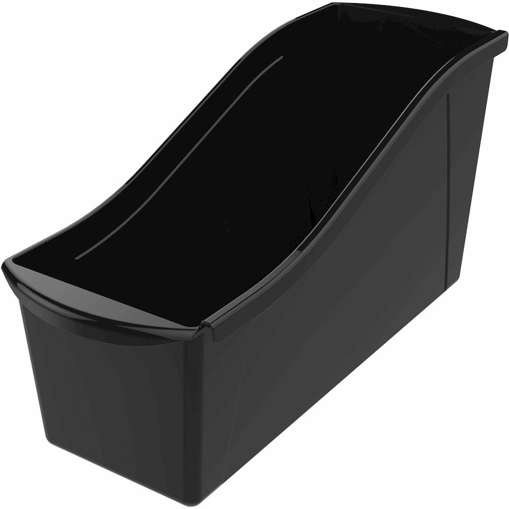 Storex Book Bins - 7" Height x 5.30" Width x 14.30" Length - Sturdy - Black - Plastic - 1 Carton. Picture 5