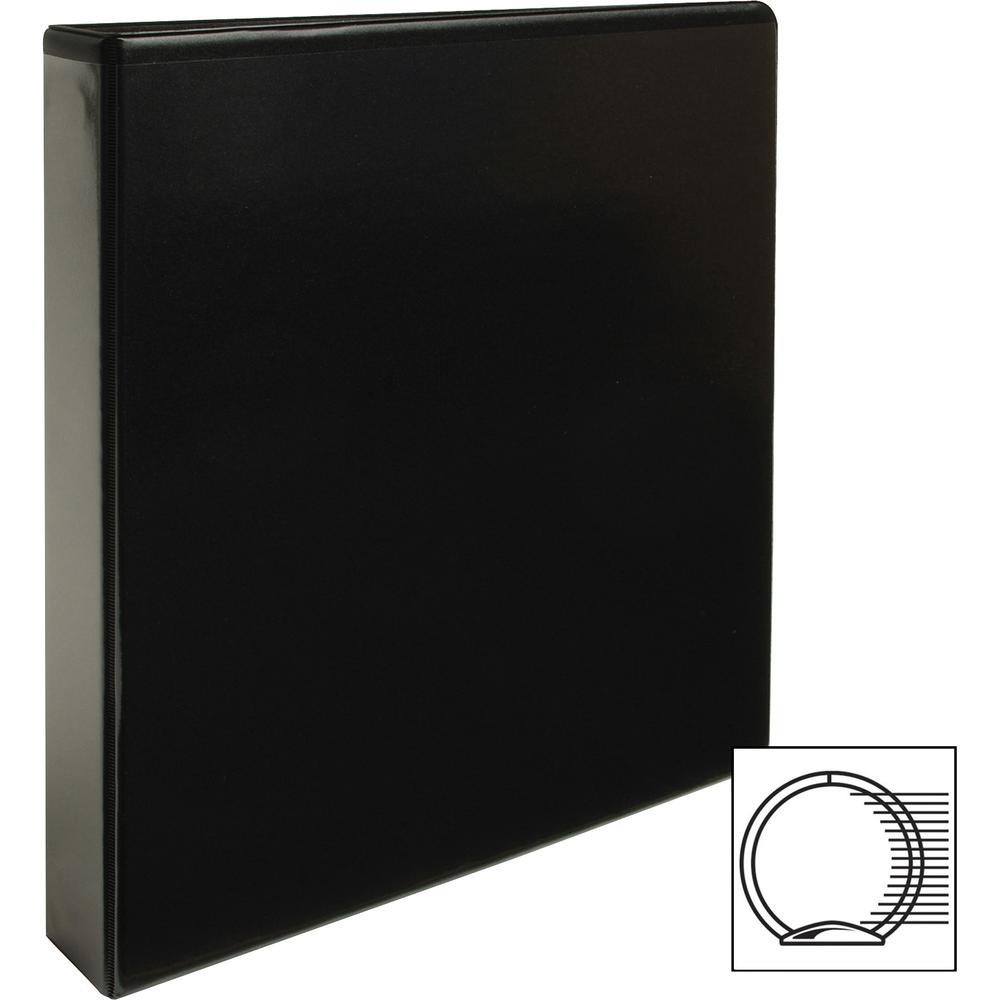 Business Source Round Ring View Binder - 1 1/2" Binder Capacity - Letter - 8 1/2" x 11" Sheet Size - 350 Sheet Capacity - Fastener: Round Ring - Pocket: 2, Internal - Chipboard, Polypropylene - Black . Picture 10