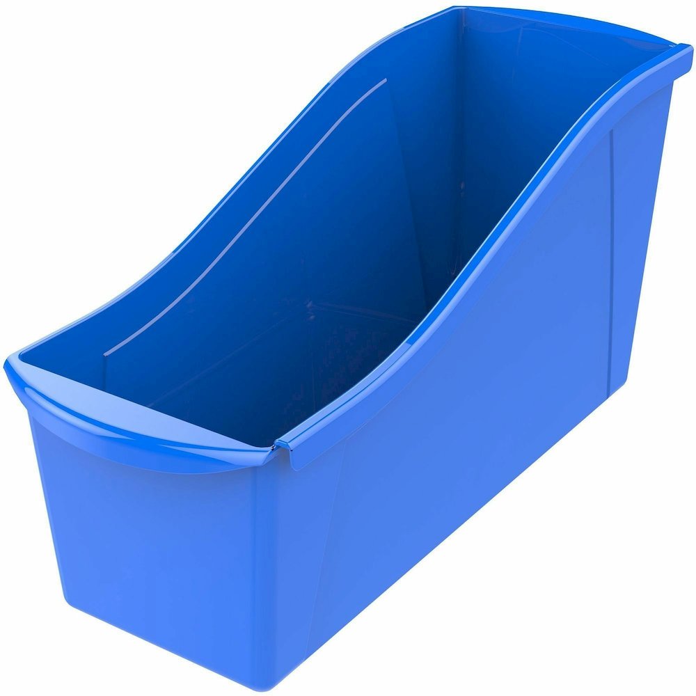 Storex Storex Multiuse Bins Blue 6/pkg - 7" Height x 5.30" Width x 14.30" Length - Sturdy, Handle, Drop Resistant, Interlockable - Blue - Plastic - 6 / Carton. Picture 5