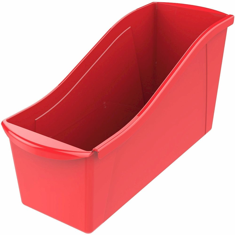 Storex Storex Multiuse Bins Red 6/pkg - 7" Height x 5.30" Width x 14.30" Length - Sturdy, Handle, Drop Resistant, Interlockable - Red - Plastic - 1 Each. Picture 5