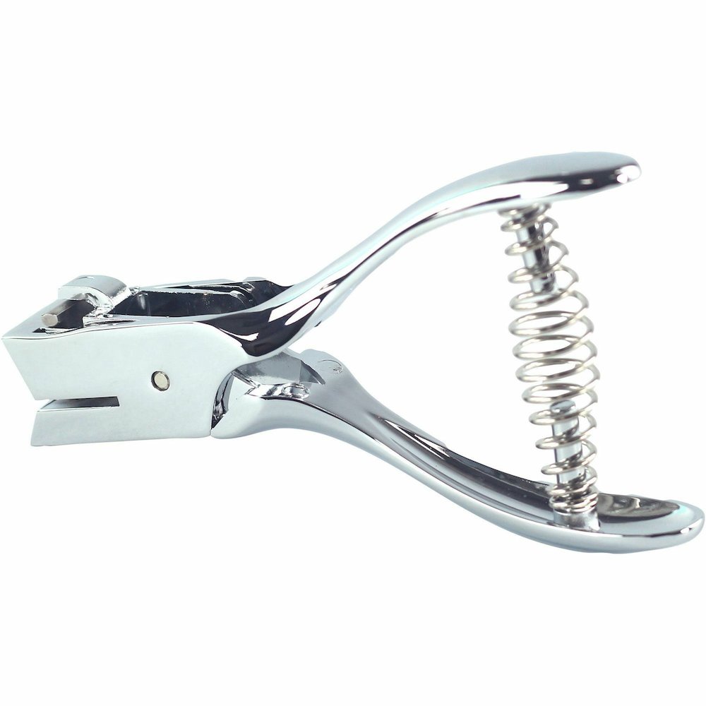 Business Source Handheld 15mm Slot Punch - 5/32" Punch Size - Metal - Silver, Chrome. Picture 6