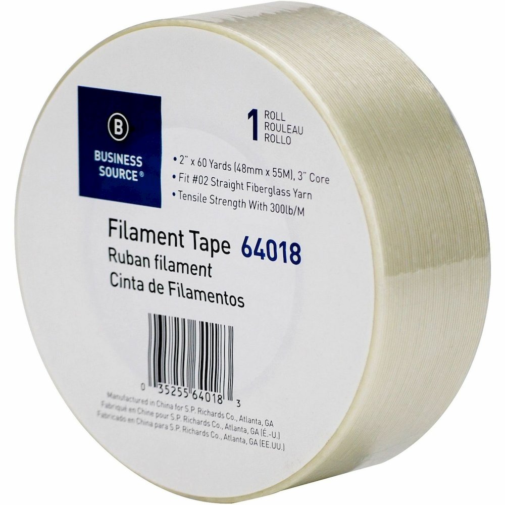 Business Source Heavy-duty Filament Tape - 60 yd Length x 2" Width - 3" Core - White - Fiberglass Filament Roll - 1 Roll. Picture 3