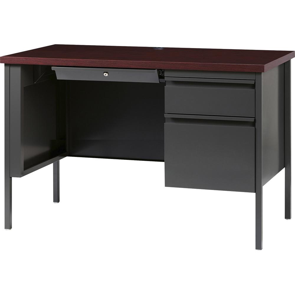Lorell Fortress Series 45-1/2" Right Single-Pedestal Desk - 29.5" Height x 45.5" Width x 24" Depth, 1.1" Thickness Top - Single Pedestal on Right Side - Square Edge - 1 Each. Picture 4
