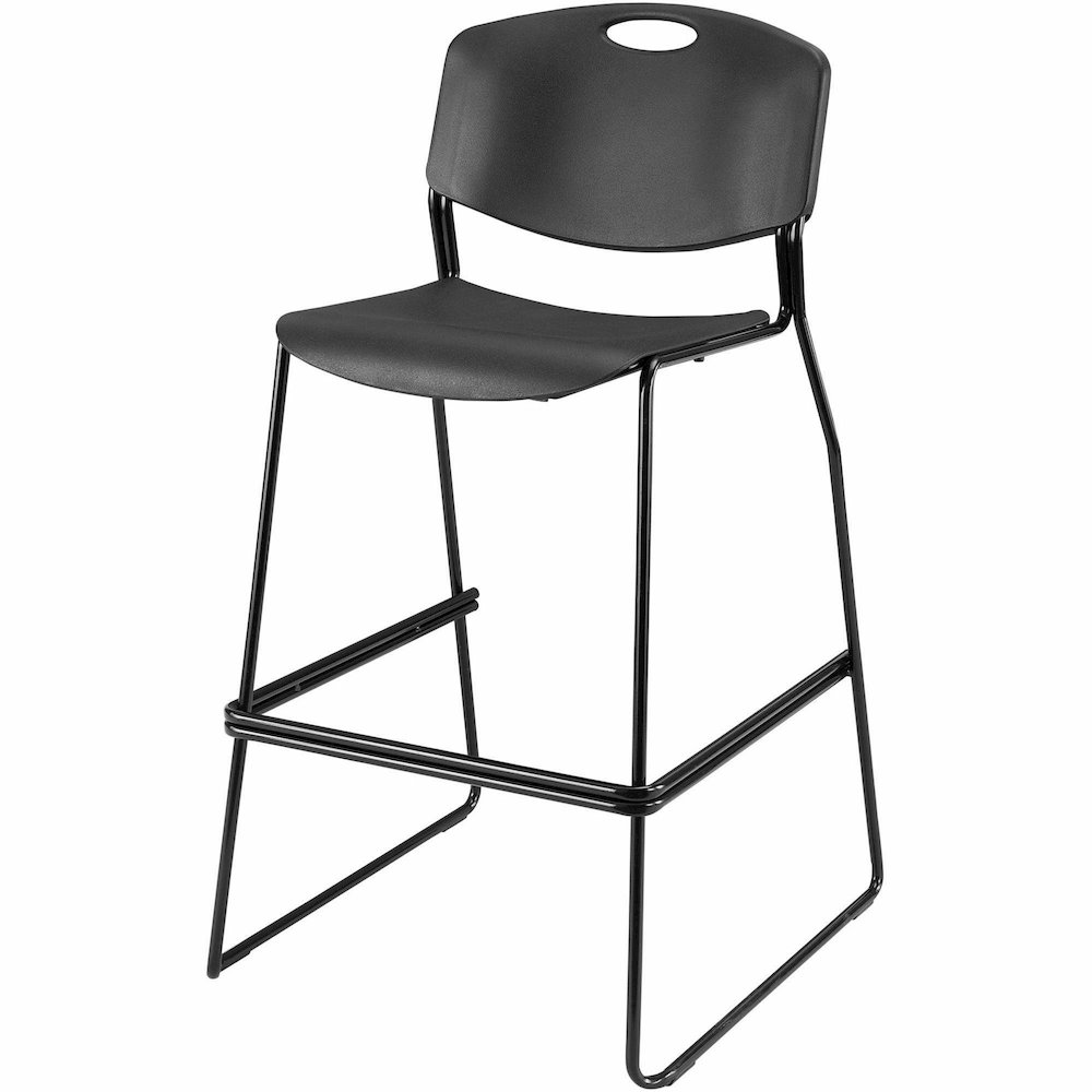 Lorell Heavy-duty Bistro Stack Chairs - Black Seat Color - Plastic Seat Material - Black Back Color - Plastic Back Material - Black Frame Color - Steel Frame Material - 2 / Carton. Picture 5