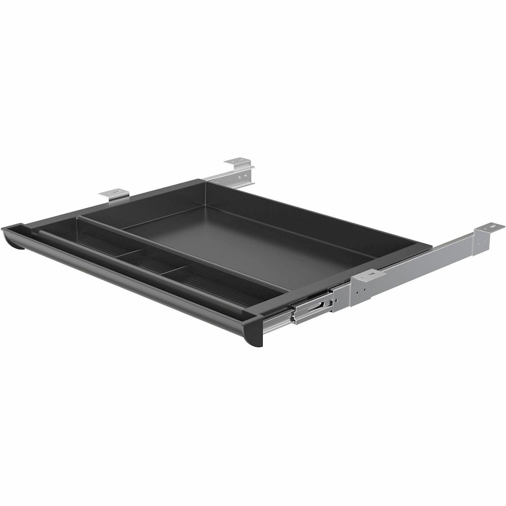 Lorell Laminate Desk 4-compartment Drawer - x 20.5" Width x 16" Depth - Material: Acrylonitrile Butadiene Styrene (ABS) - Finish: Black - 1 Each. Picture 8