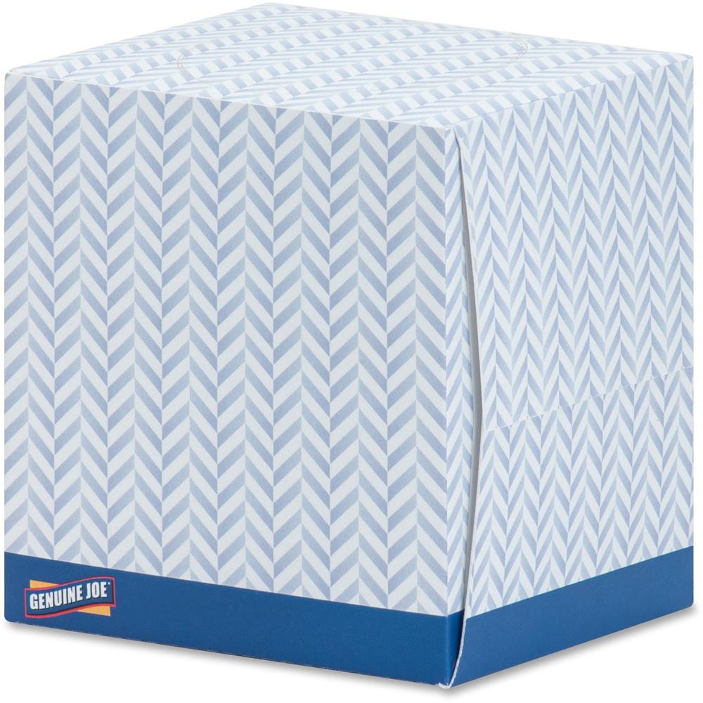 Genuine Joe Cube Box Facial Tissue - 2 Ply - Interfolded - White - 85/Box - 48 / Pallet. Picture 3