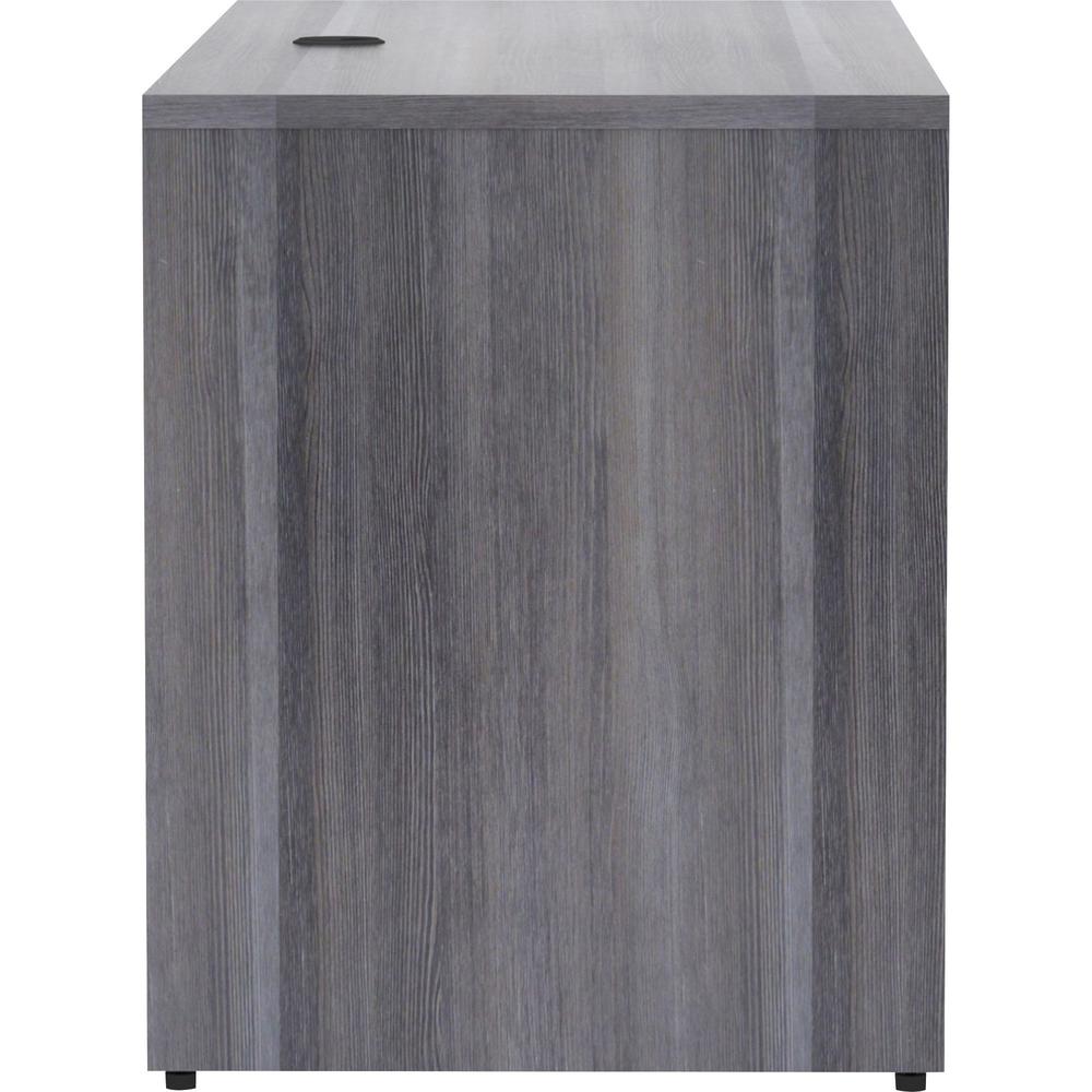 Lorell Essentials Series Credenza Shell - 29.5" Height x 60" Width x 24" Depth, 1" Thickness Top - Laminate, Weathered Charcoal Table Top - Modesty Panel, Grommet, Durable, Adjustable Floor Guide - 1 . Picture 5