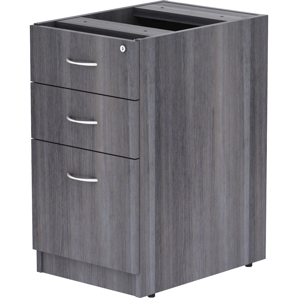 Lorell Essentials Series Box/Box/File Fixed File Cabinet - 28.3" Height x 16" Width x 22" Depth - Finish: Laminate, Weathered Charcoal - File Drawer, Adjustable Floor Guide, Built-in Hangrail - For Fi. Picture 5