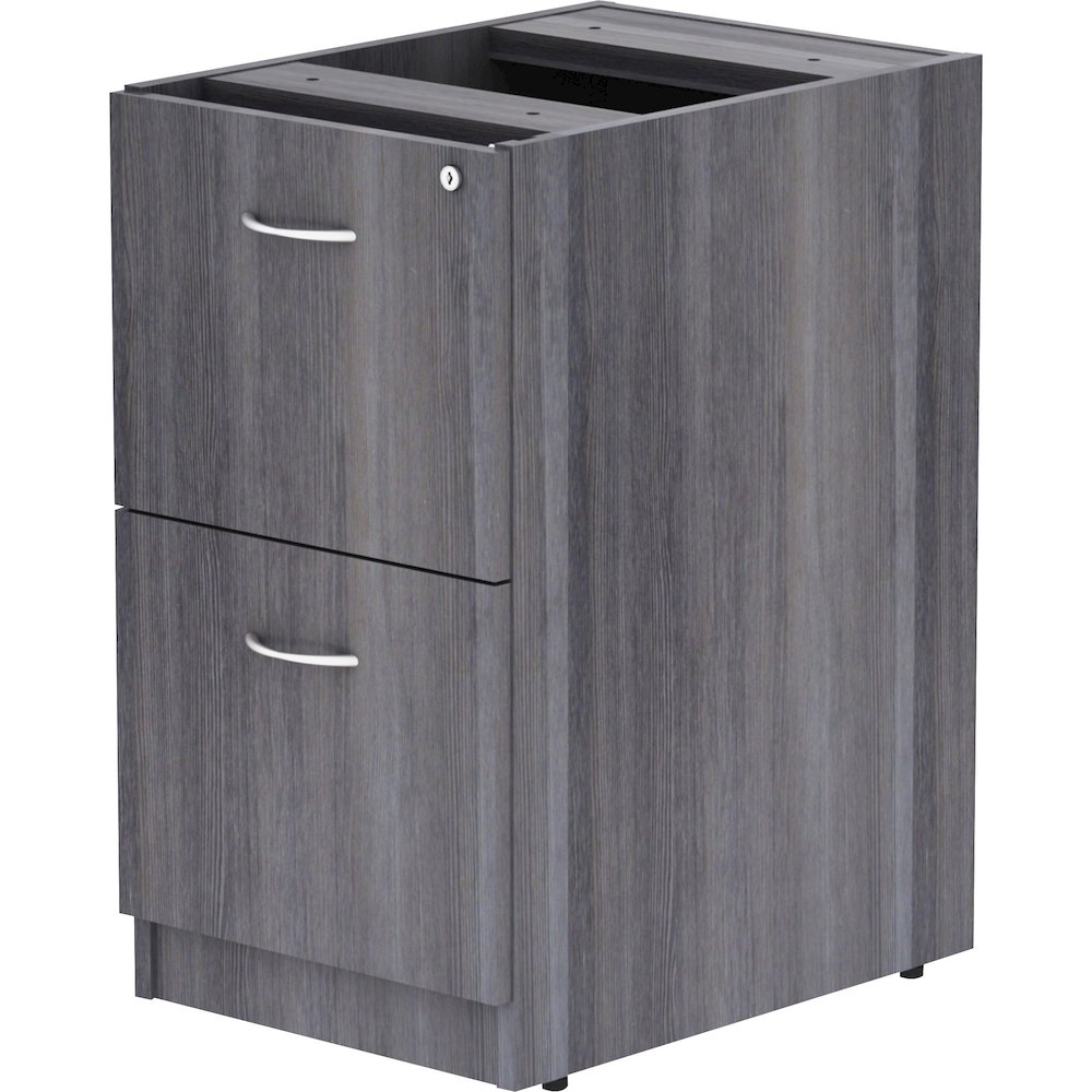Lorell Essentials Series File/File Fixed File Cabinet - 28.3" Height x 16" Width x 22" Depth - Total Drawer(s): 2 - Finish: Laminate, Weathered Charcoal - File Drawer, Adjustable Floor Guide, Heavy Du. Picture 5