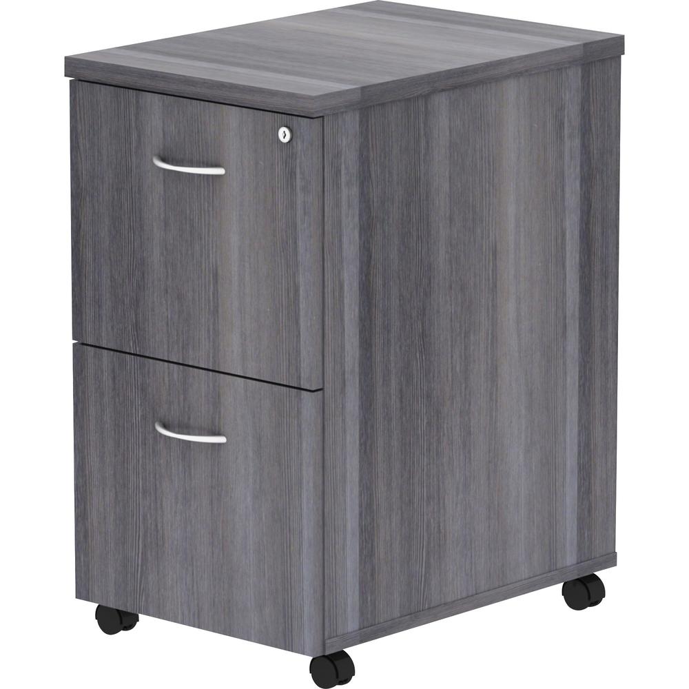 Lorell Essentials Series File/File Mobile File Cabinet - 28.3" Height x 16" Width x 22" Depth - Total Drawer(s): 2 - Finish: Weathered Charcoal, Laminate - Dual Wheel Caster, Durable, Built-in Hangrai. Picture 4