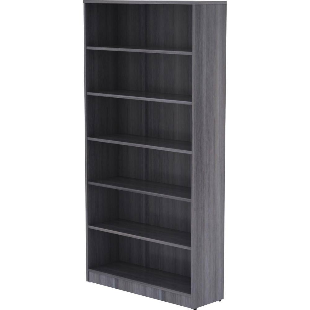 Lorell Laminate Bookcase - 6 Shelf(ves) - 72" Height x 36" Width x 12" Depth - Sturdy, Adjustable Shelf, Square Corner, Adjustable Feet - Weathered Charcoal - Thermally Fused Laminate - 1 Each. Picture 4