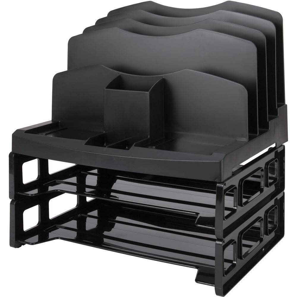 Business Source Smart Sorter Letter Tray/Organizer - 9 Compartment(s) - 14" Height x 13.12" Width x 9.88" Depth - Desktop - Black - 1 Box. Picture 6
