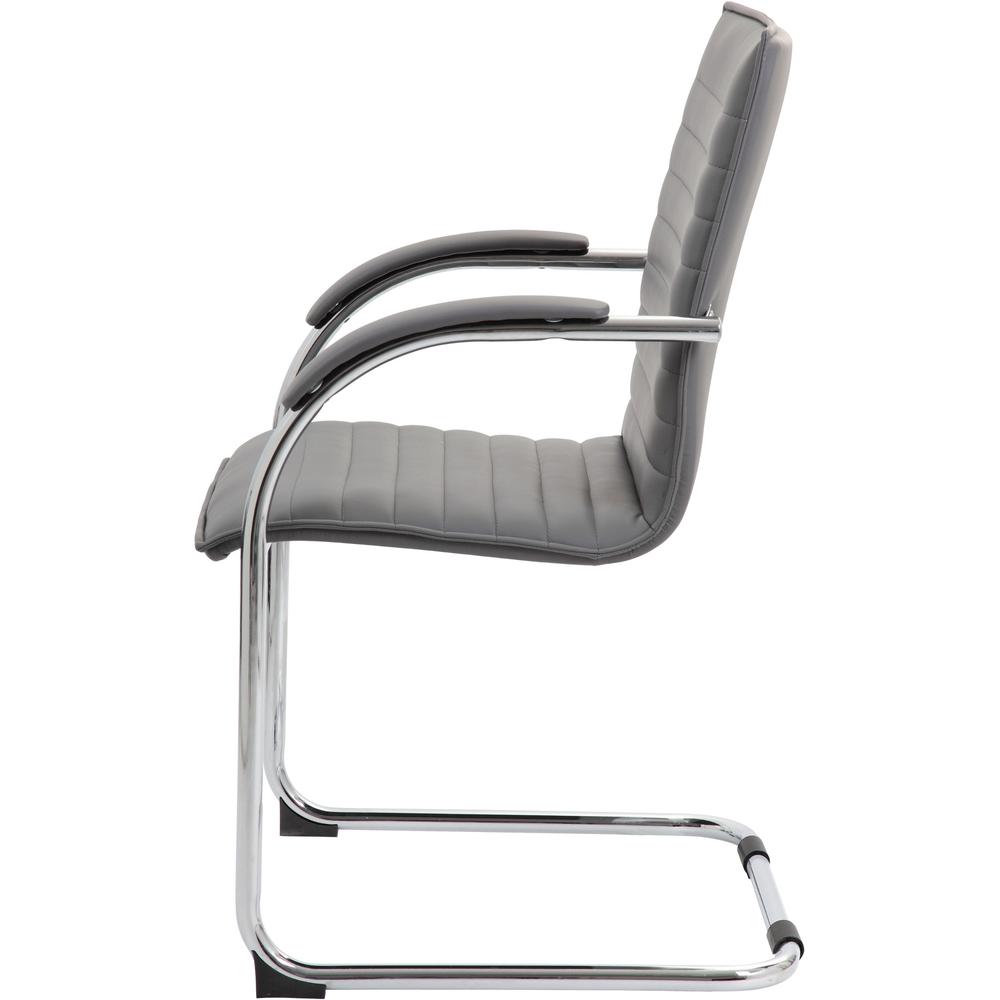 Boss Chrome Frame Vinyl Side Chairs - Gray Vinyl Seat - Gray Vinyl Back - Chrome Polywood Frame - Mid Back - Cantilever Base - 2 / Pack. Picture 2