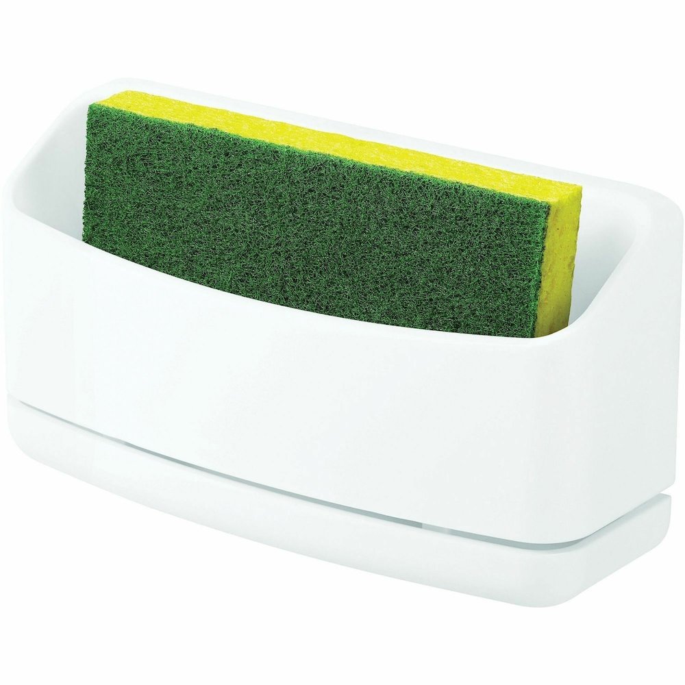 Command Under Sink Sponge Caddy - 9.38" Height x 12" Width x 7.75" Depth - Dishwasher Safe, Adhesive - White - 12 / Carton. Picture 5
