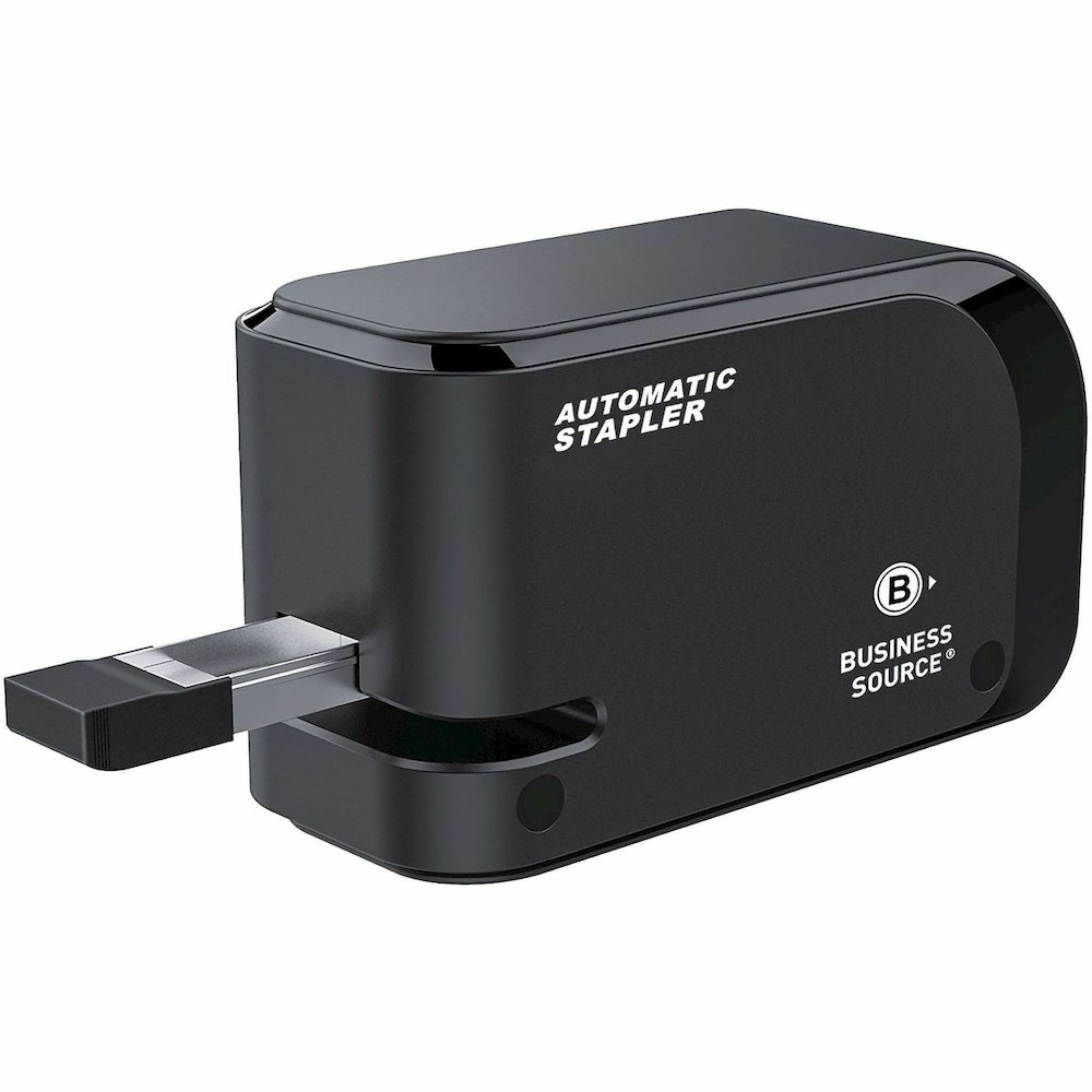 Business Source Electric Stapler - Staples Upto 20 Sheet - Holds Upto 105 Staple - Half Strip - Staple Size: 24, 26/0.24" , 0.24" - 2 x AA - Black - 1 Each. Picture 4