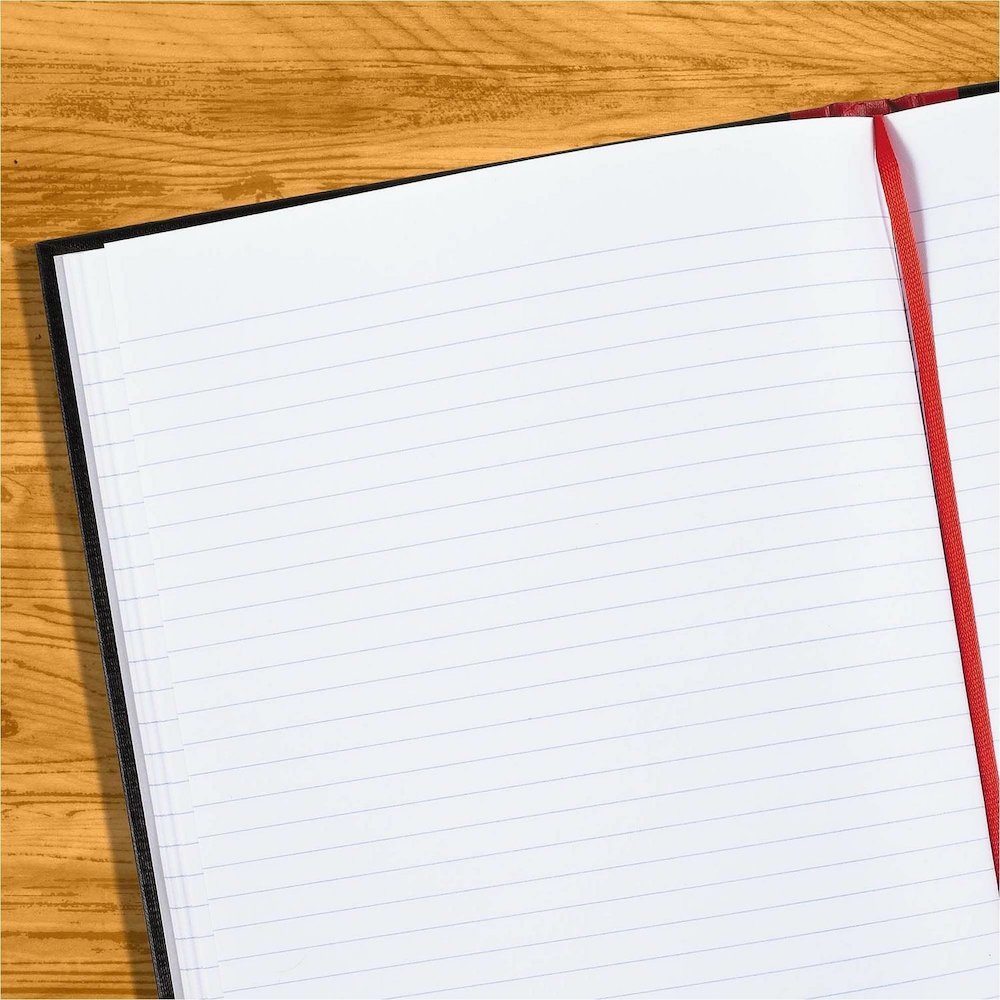 Black n' Red Casebound Hardcover Notebook 3-pack - Case Bound - 12" Height x 8.5" Width x 1.7" Length - Matte Cover - Hard Cover, Bleed Resistant, Ribbon Marker - 3 / Pack. Picture 7
