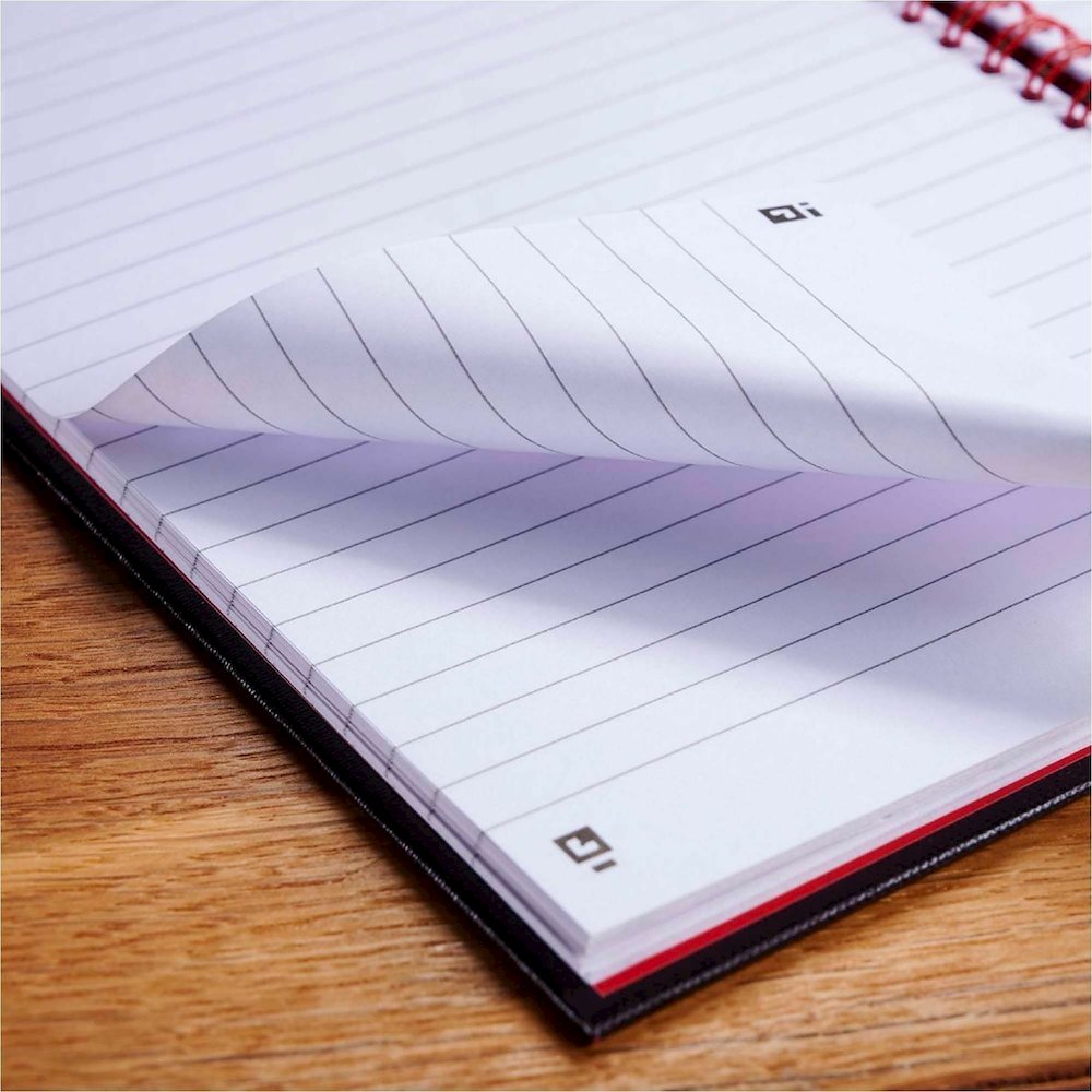 Black n' Red Hardcover Twinwire Business Notebook - Twin Wirebound - 12" Height x 8.5" Width x 1.7" Length - Matte Cover - Perforated, Bleed Resistant - 3 / Pack. Picture 6