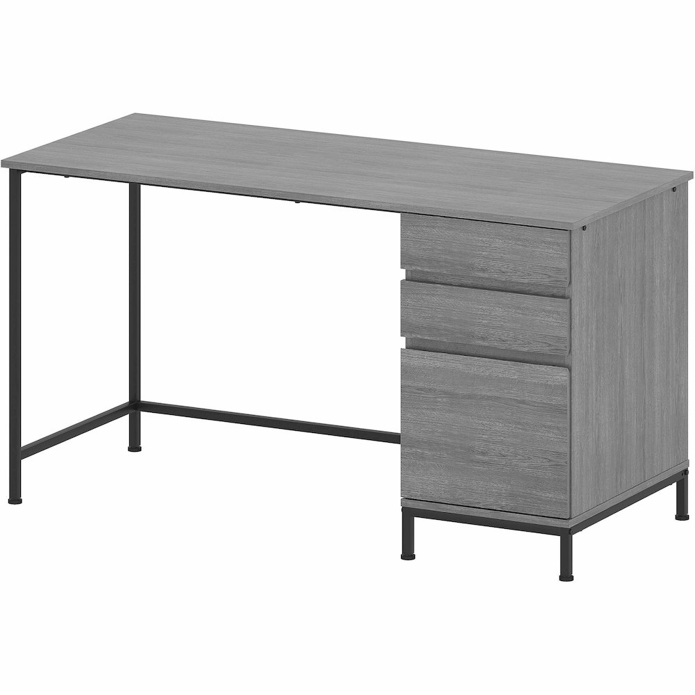 Lorell SOHO Desk with Side Drawers - 30" Height x 55" Width x 23.6" Depth - Total Drawer(s): 3 - Single Pedestal on Right Side - Finish: Charcoal - 1 Each. Picture 5