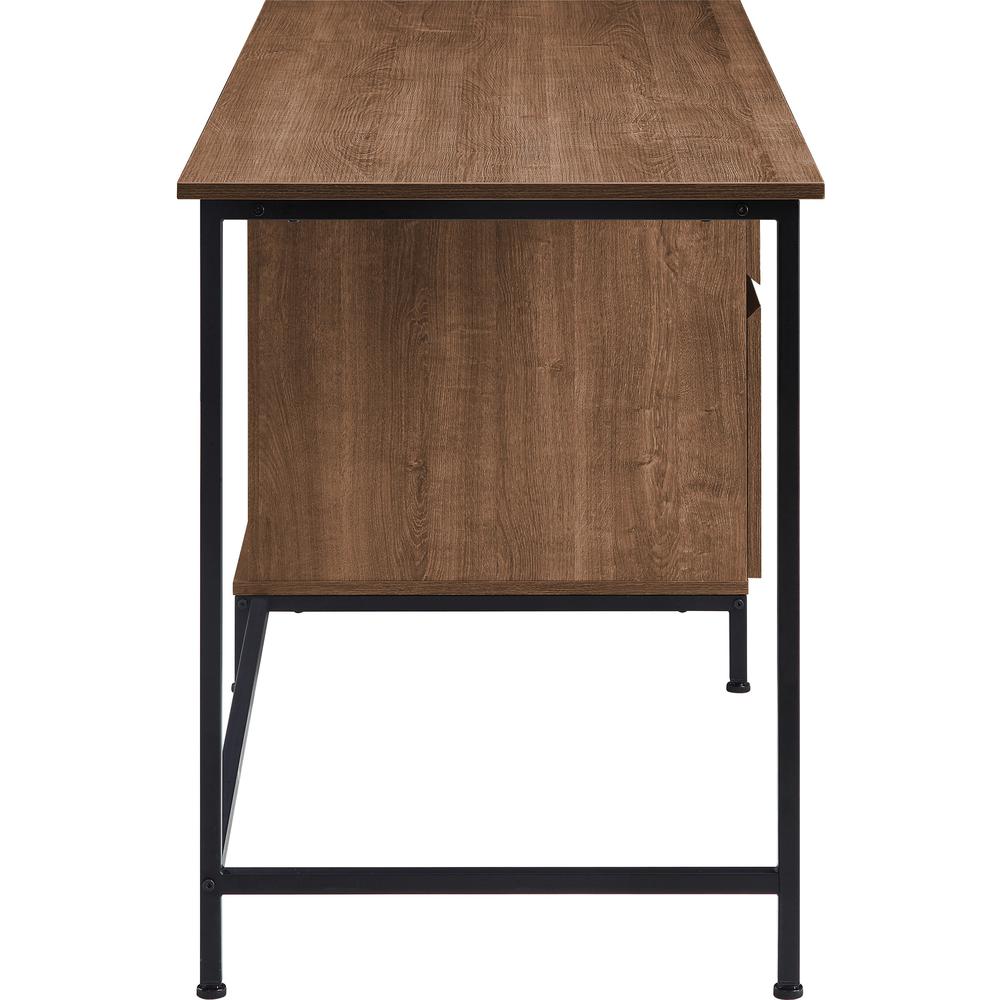Lorell SOHO Desk with Side Drawers - 30" Height x 55" Width x 23.6" Depth - Total Drawer(s): 3 - Single Pedestal on Right Side - Finish: Walnut - 1 Each. Picture 5