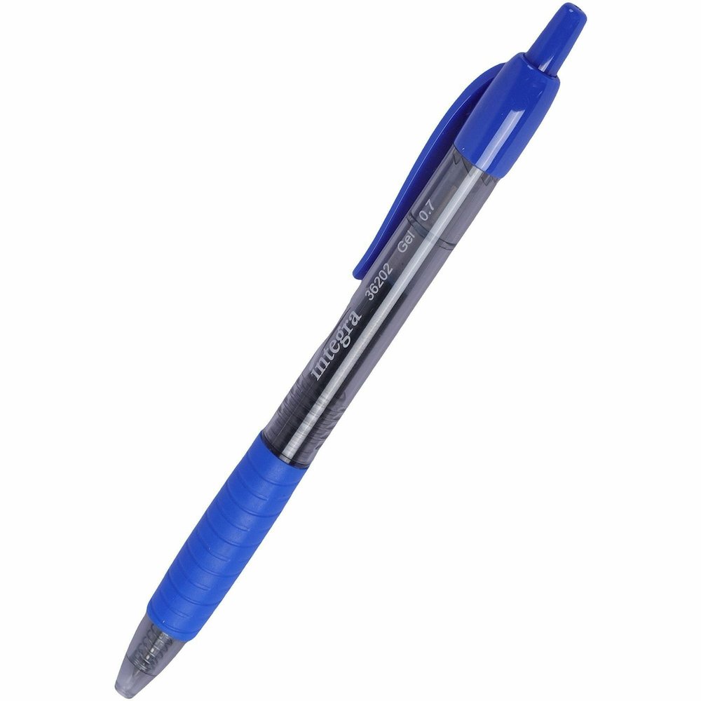 Integra Retractable 0.7mm Gel Pen - Retractable - Blue Ink - Gel-based - Blue Barrel - 1 Dozen. Picture 7