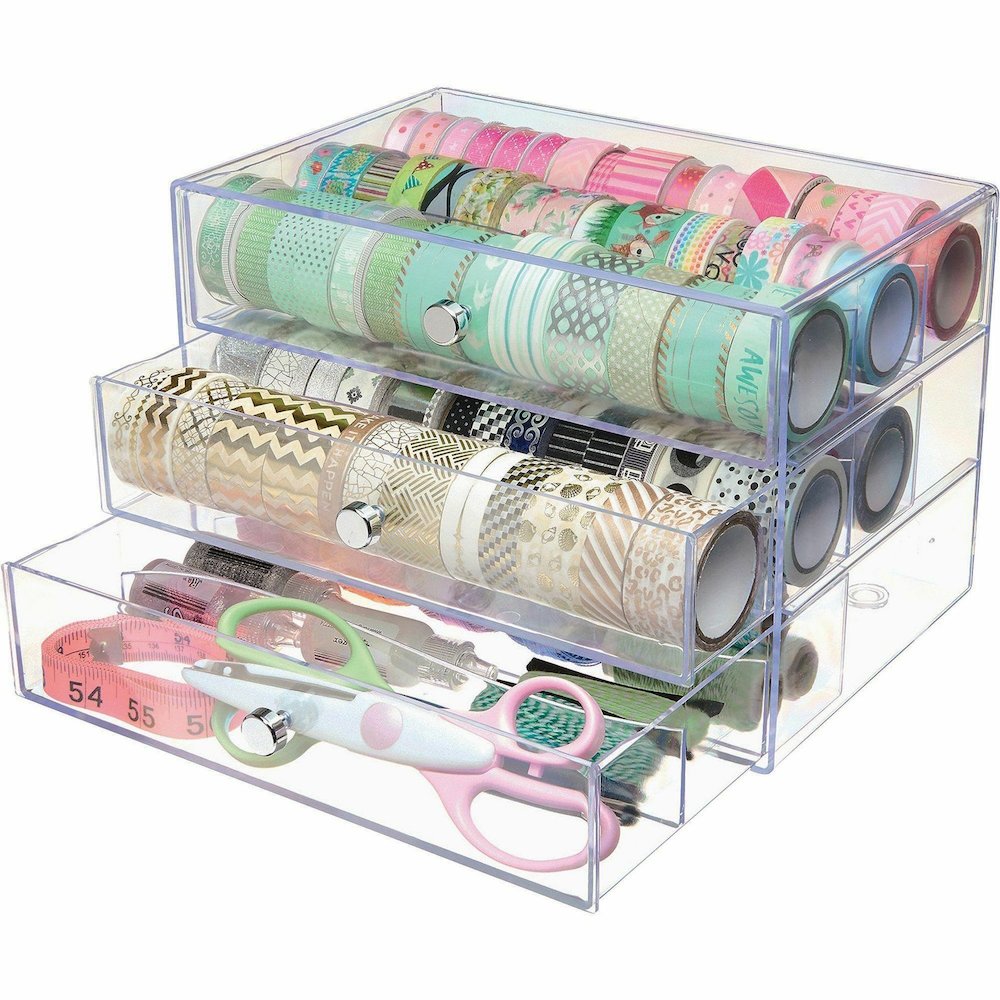 Deflecto 3-Drawer Storage Organizer - 3 Drawer(s) - 7" Height x 10" Width x 6.80" Depth - Clear - 1 Each. Picture 3