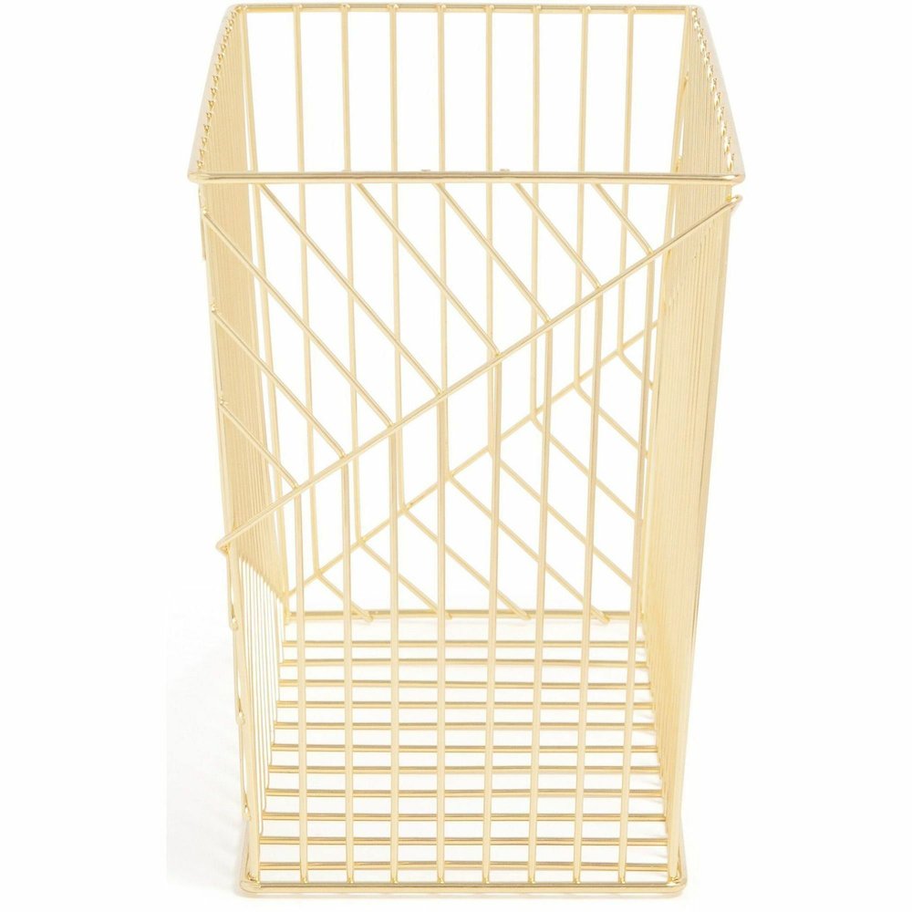 U Brands Vena Hanging File Basket - 6.80" Height x 9.50" Width x 12.40" Length - Desktop - Gold - Metal Wire - 1 Each. Picture 6